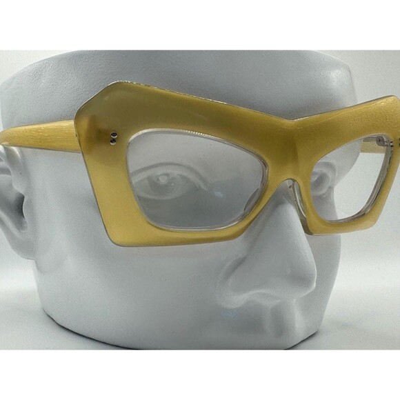 Antique Eyeglasses NON RX | NOS | Cat Eye Mask Style | Gold Frame | Clear Lens - Picture 1 of 8